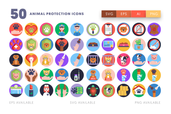 50 Animal Protection Icons Graphics