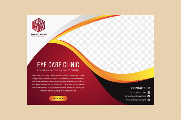Eye Care Red Yellow Horizontal Flyer Graphics and Print Templates