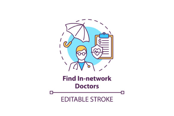 Find in-network Doctors Concept Icon Graphics and Icons