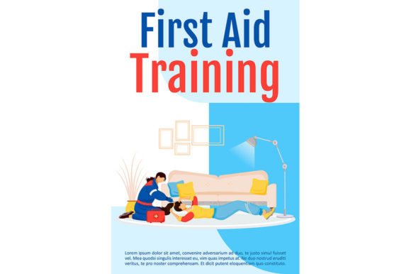 First Aid Training Poster Flat Template