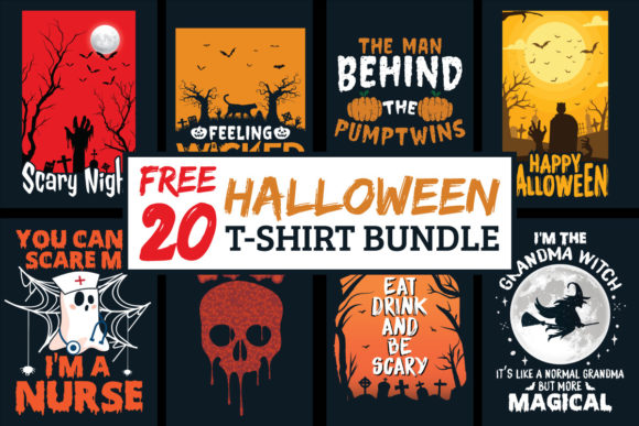 Free 20 Halloween T-shirt Bundle: Graphics & Freebies