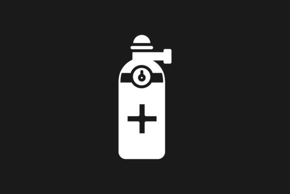 Medical Gas Cylinder Glyph Inverted Icon: Graphics and Icons for Editorial Use