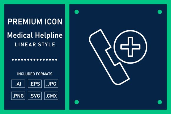 Medical Helpline Linear Vector Icon Graphics