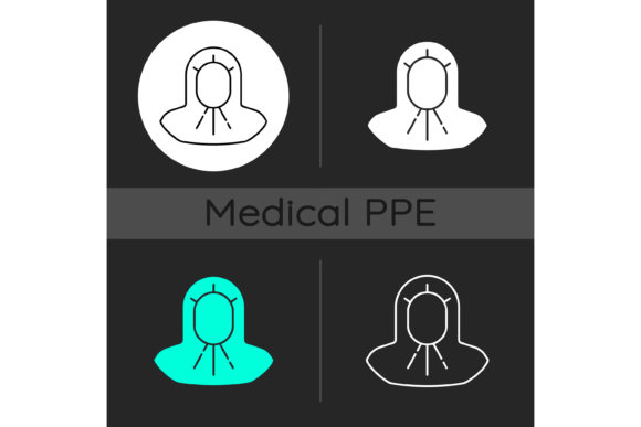 Medical Hood Dark Theme Icons Set: Graphics and Icons for Digital Selling