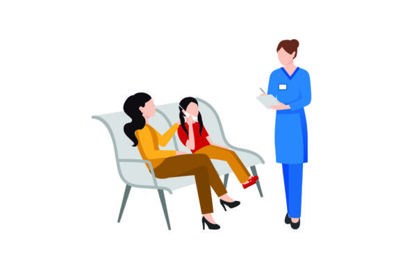 Nurse Checking Patient Graphics and Illustrations