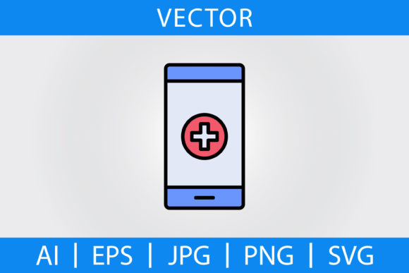 Vector Medical App Filled Line Icon Graphics