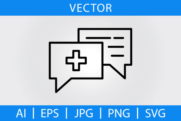 Vector Medical Consultation Line Icon Graphics