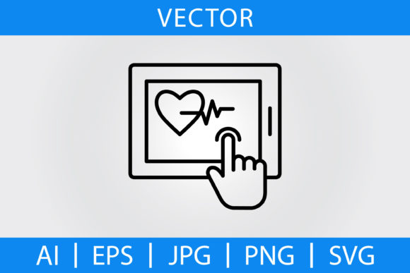 Vector Medical Tablet Line Icon Graphics and Icons