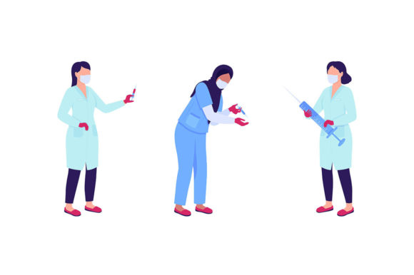 Women Doctors with Syringes Graphics